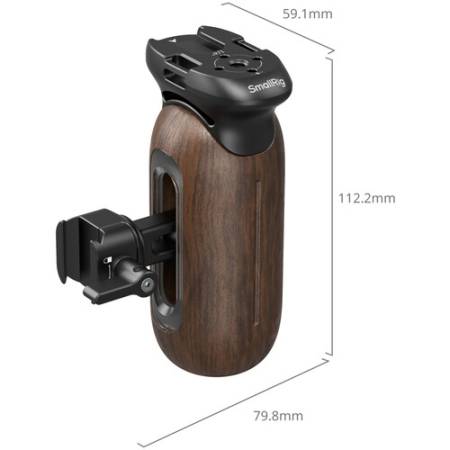 SmallRig 5239 - drewniany uchwyt boczny, zacisk NATO, wymiary